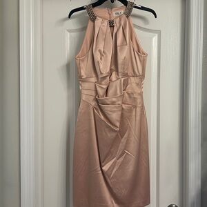 Eliza J Pink and Gold Halter Wrap Dress